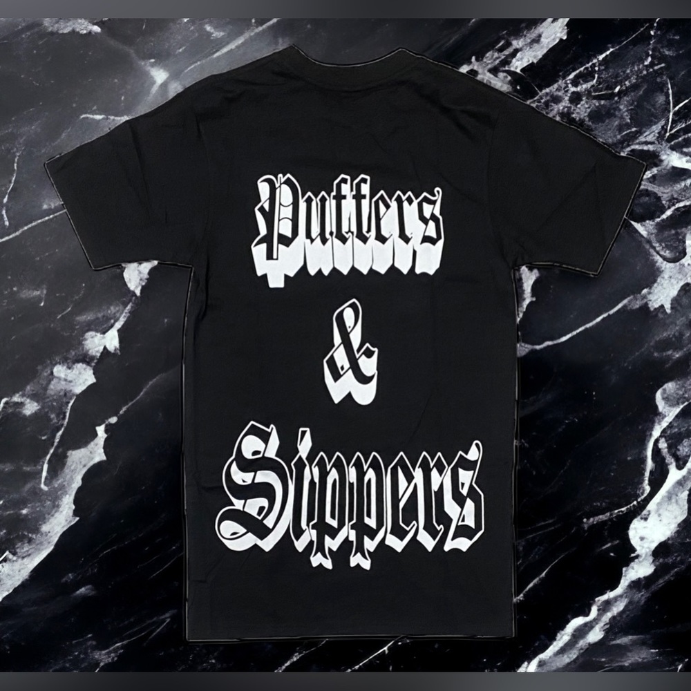 NEW Puffers Smoke Shop Receipt Puffers & Simpers Big Logo T Shirt Sz XL